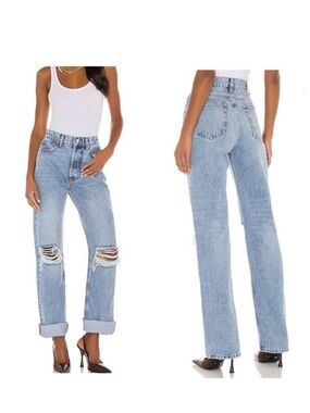 Anine Bing Jeans Kat Distressed in Light Wash